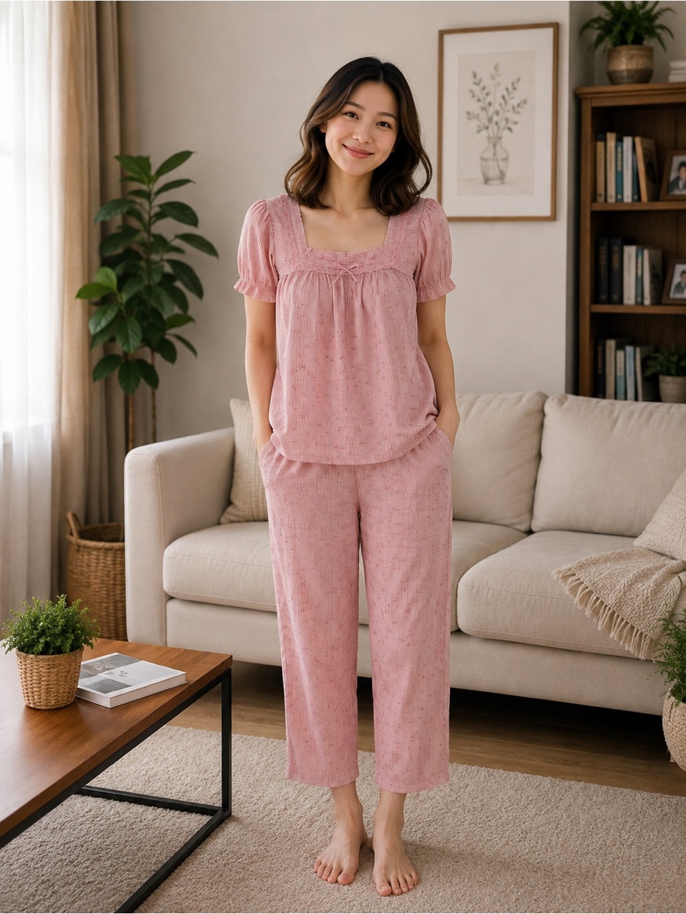 Women's Dusty Pink Mango Lounge Pajama Set